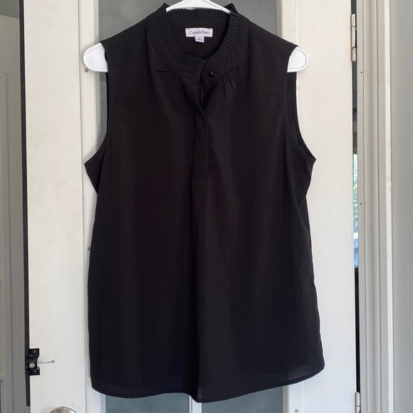 Calvin Klein Tops - Calvin Klein women’s black classy dressy tank blouse. Size medium